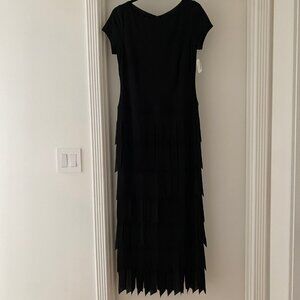VINTAGE NEW TADASHI Long “Little Black” Be-Ribboned Evening Dress- Size 8-10.